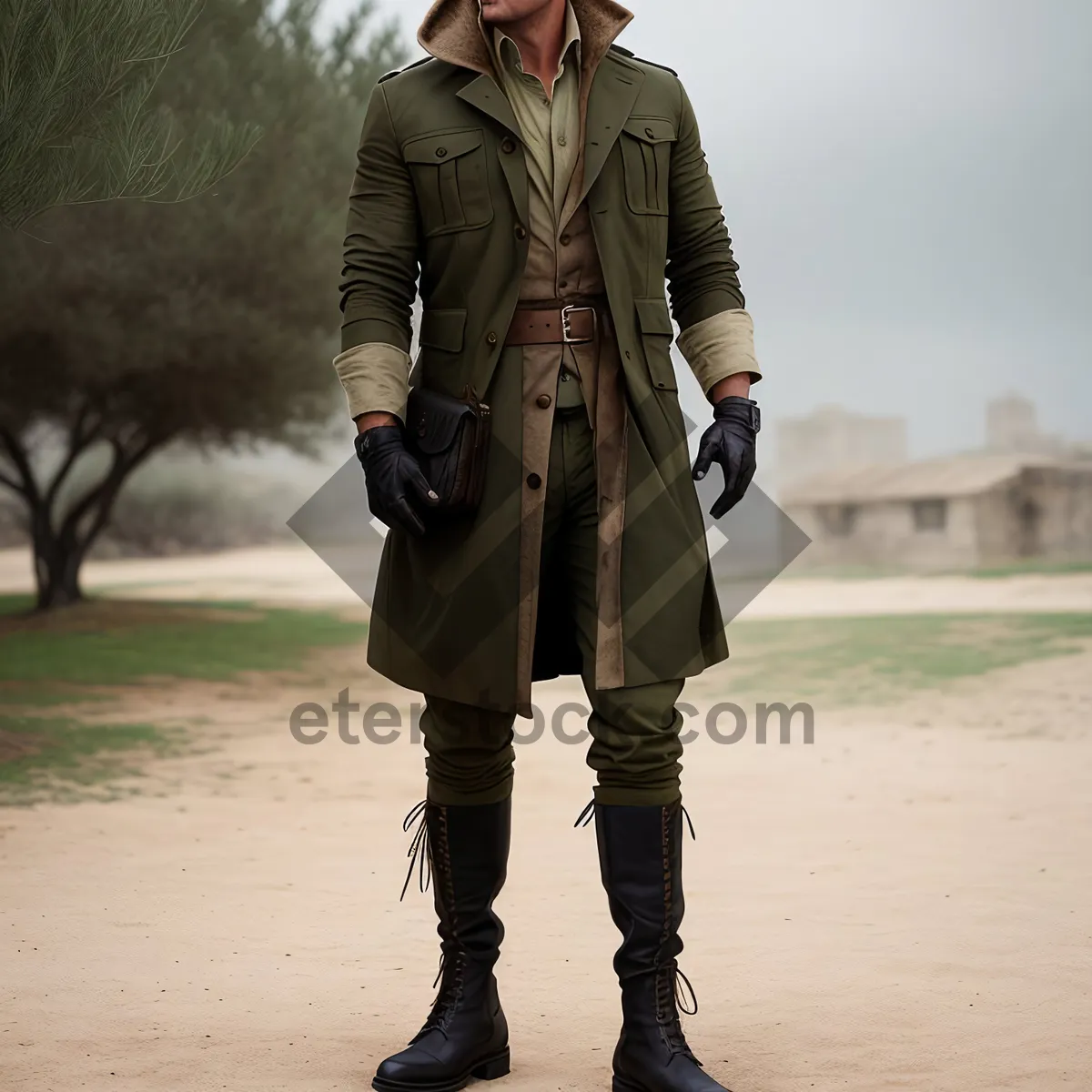 Picture of Stylish businessman in military-inspired trench coat