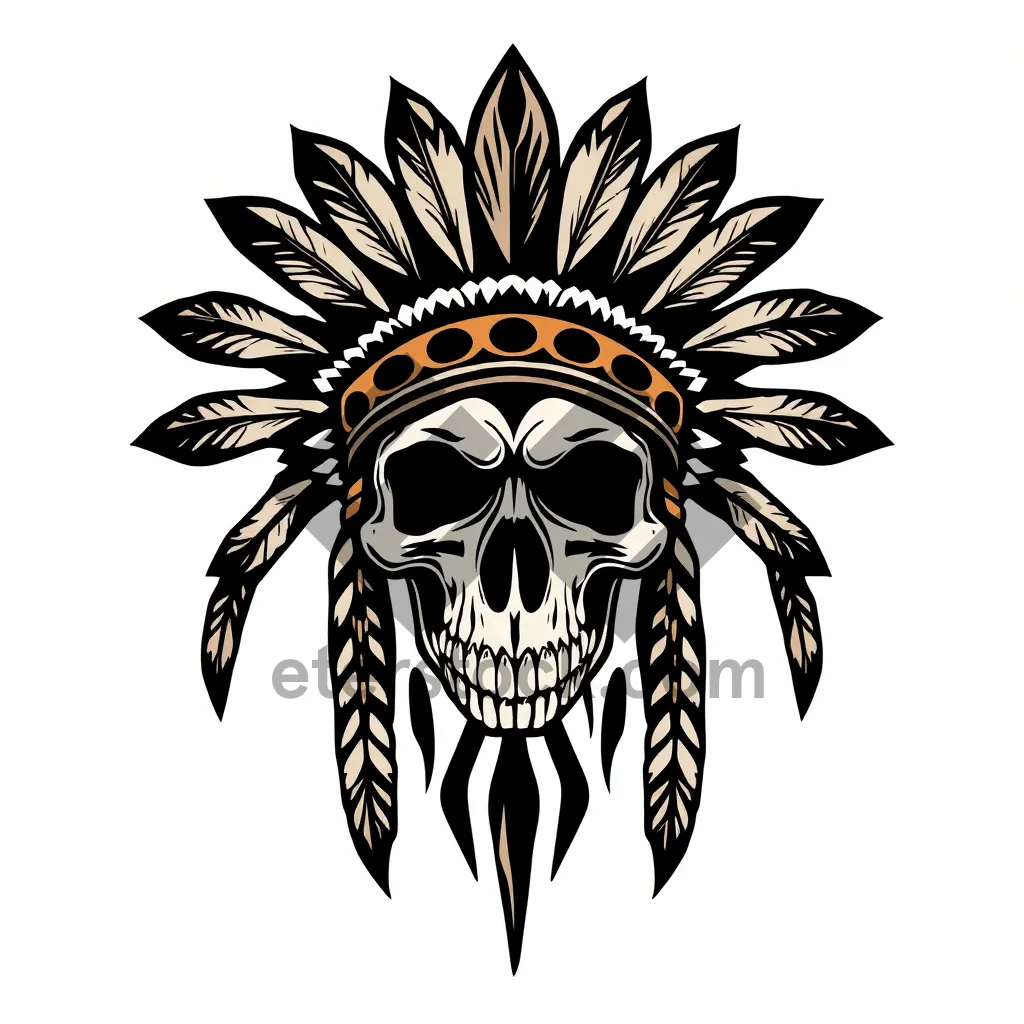 Picture of Black pirate silhouette design with retro graphic pattern.