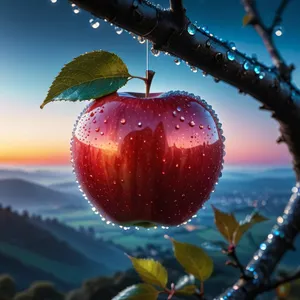 ripe red delicious apple, sweet and fresh