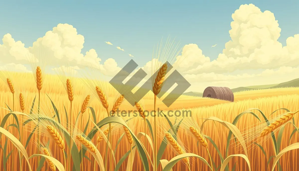 Picture of Golden wheat field under a sunny sky.