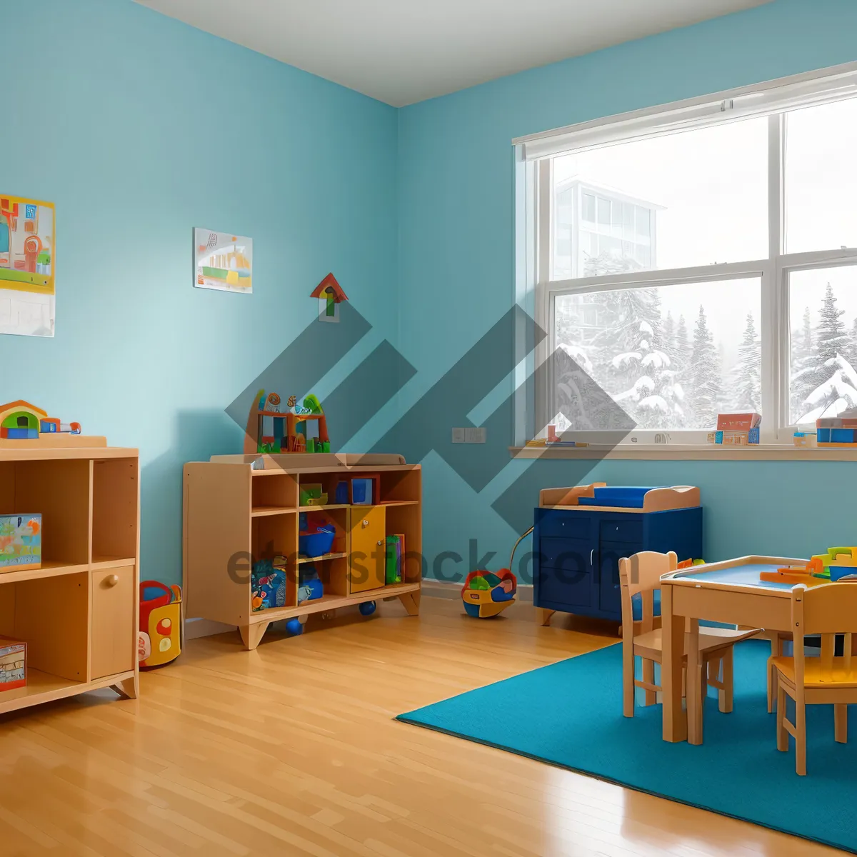 Picture of Modern Wood-Framed Living Room with Contemporary Furniture