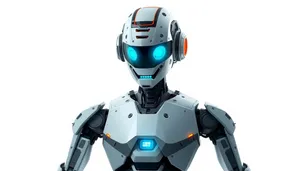 Futuristic Chrome Robot Character in 3D Technology