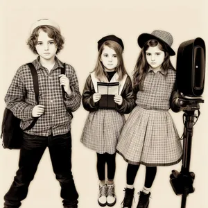 Stylish Sibling Portrait: Happy Fashionable Models in Trendy Outfits