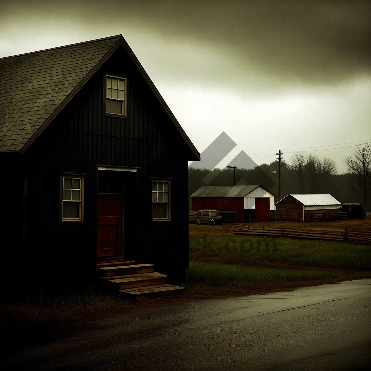 Picture of Rustic Country Home with Barn and Mailbox