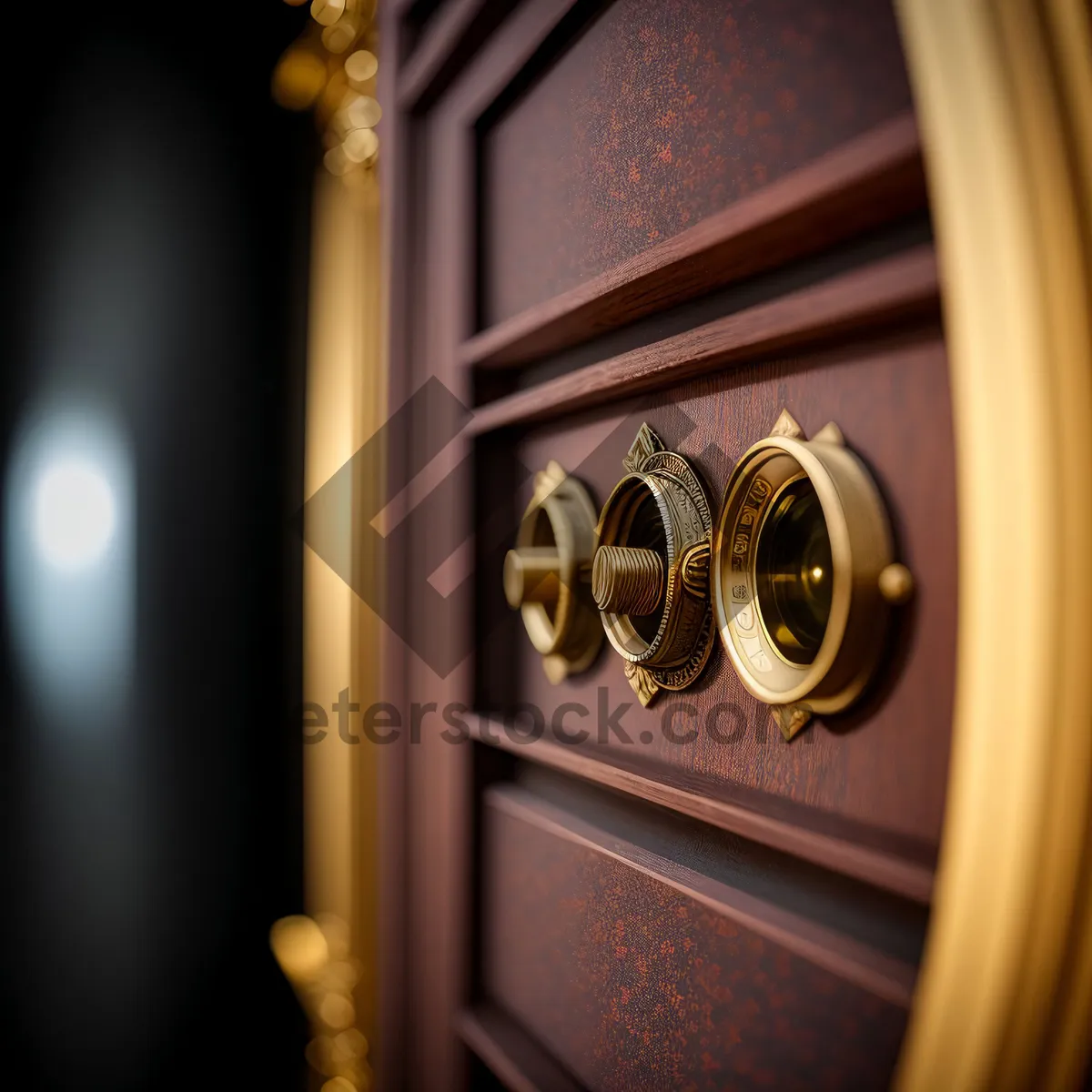 Picture of Brass Cornet - Captivating Wind Instrument Adorning Door