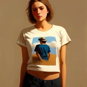 Happy Smiling Lady in Attractive Fashionable Jersey Shirt