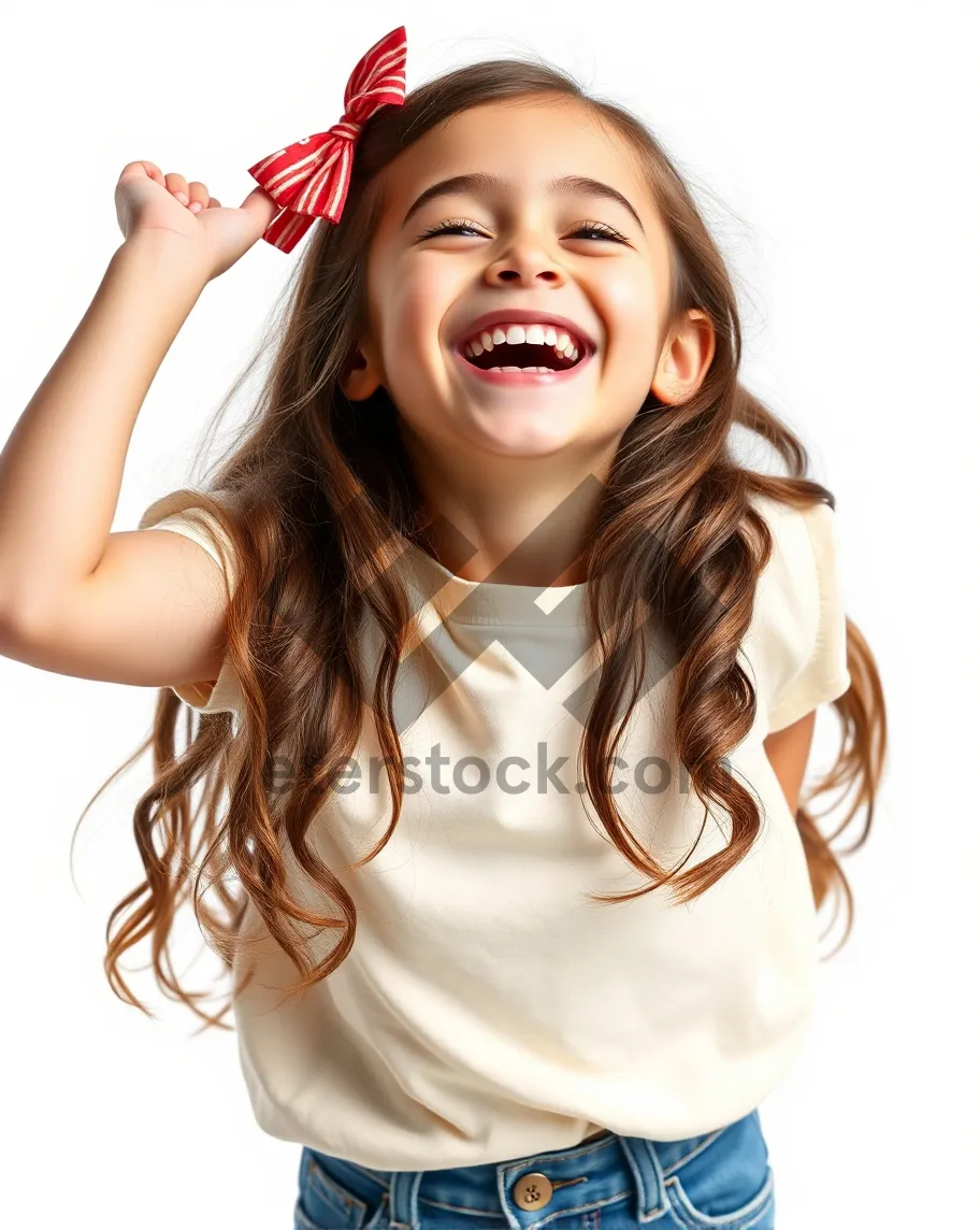 Picture of Attractive brunette model with glowing skin and happy smile.