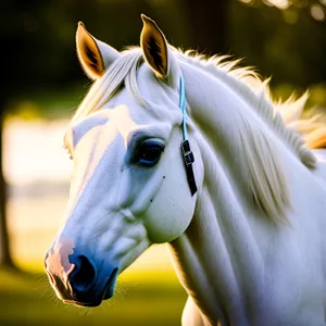 Majestic Brown Stallion Galloping through a Rural Field