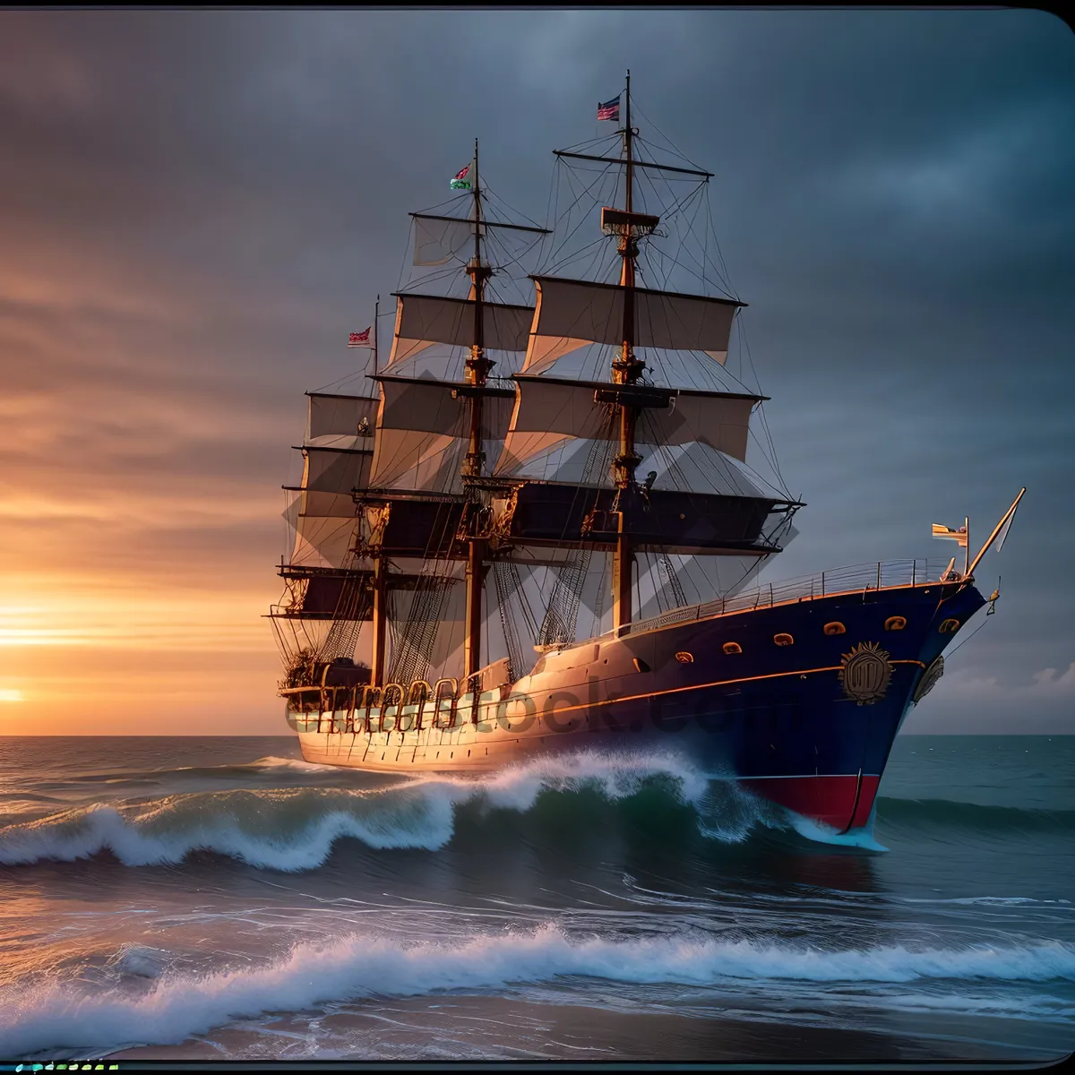 Picture of Ocean Adventure: Majestic Pirate Ship Sailing on Open Waters