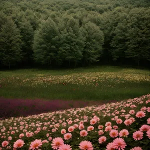 Colorful Spring Blooms in Park Landscape