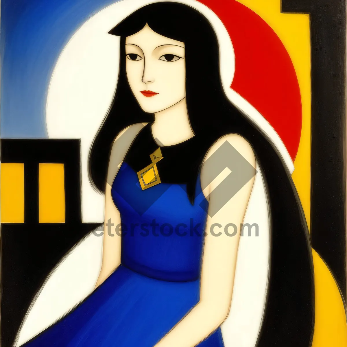 Picture of Fashion model with sexy hair in artistic cartoon style.