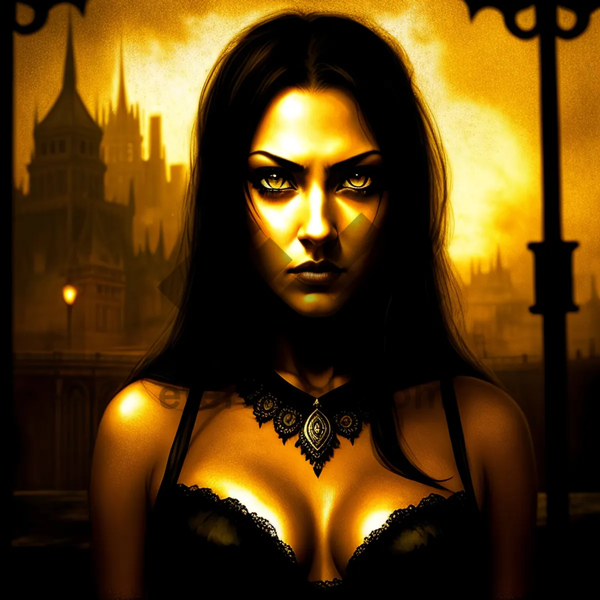 Picture of Sultry Masquerade: Dark and Alluring Fashion Portrait