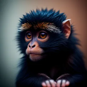 Cute Primate Portrait: Wild Monkey with Fluffy Fur
