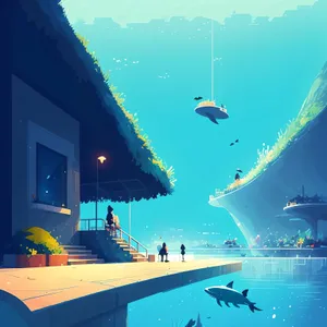 Coastal Paradise: City Skyline and Beach Resort