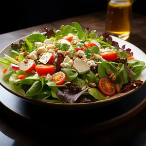 Fresh Green Vegetable Salad with Peas and Lettuce