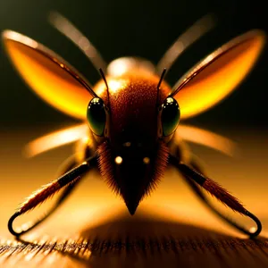 Yellow Garden Insect Close-up: Vibrant Winged Bug