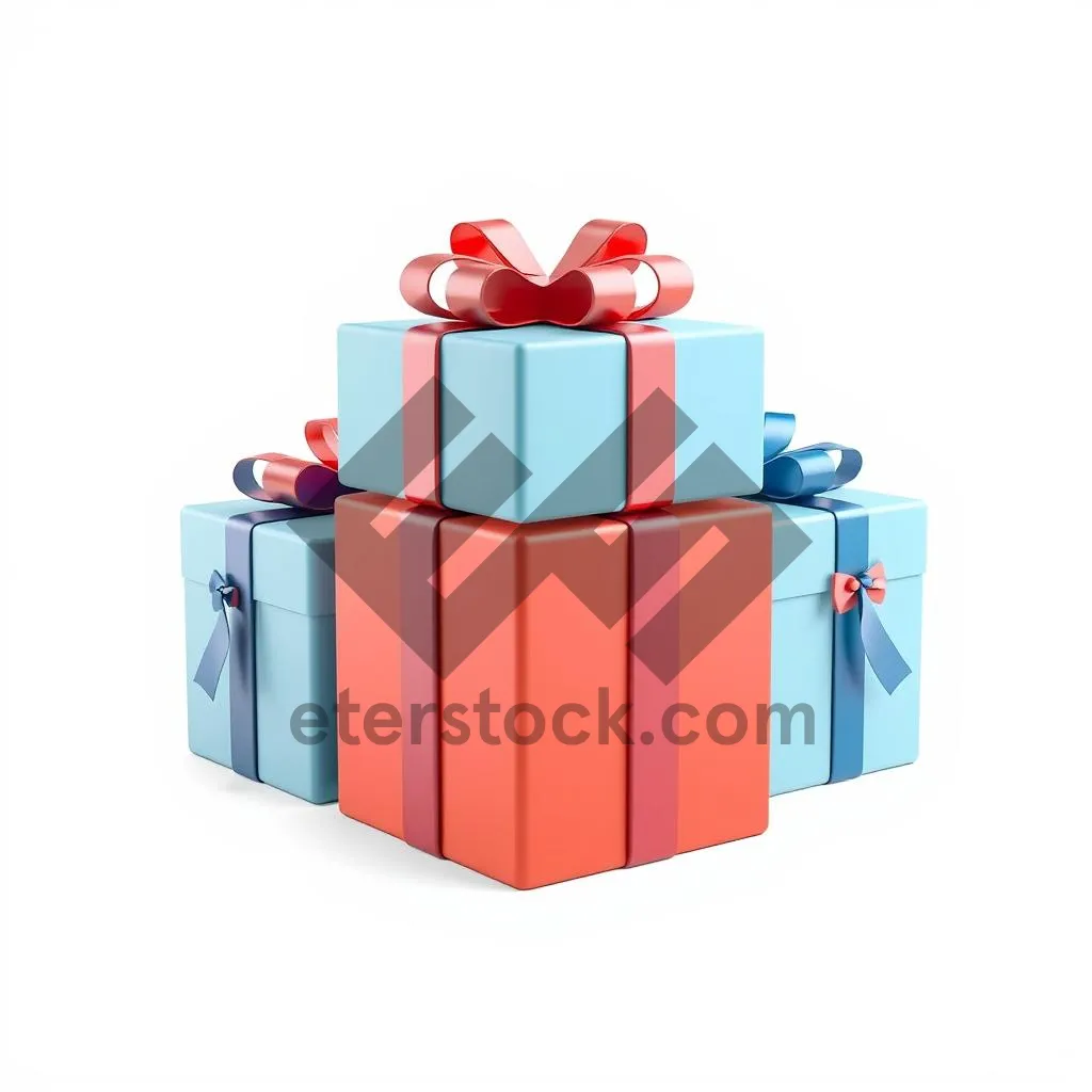 Picture of 3D Birthday Gift Box with Ribbon and Bow