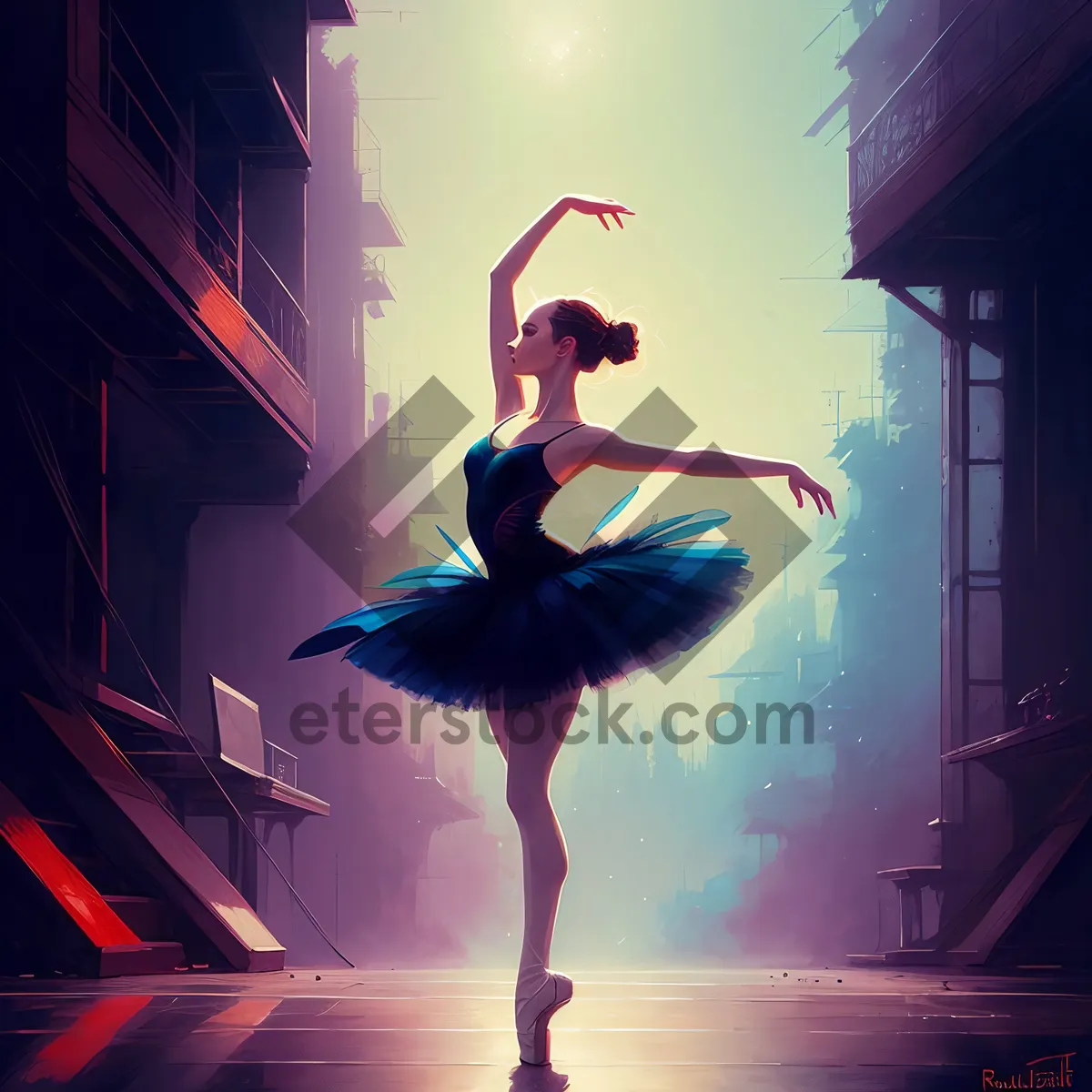 Picture of Dancing Beauty in Elegant Ballet Pose