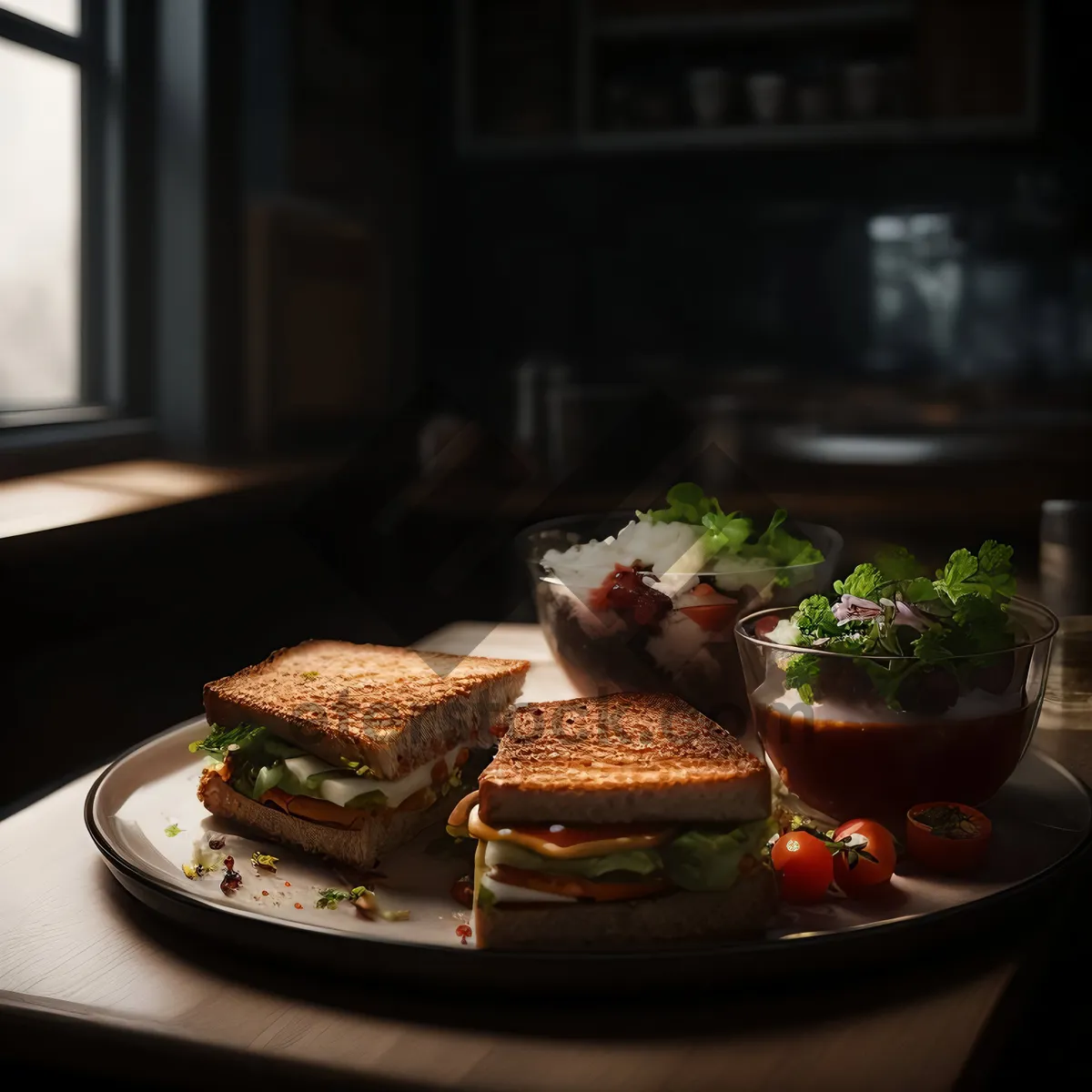 Picture of Delicious Gourmet Salad on White Plate