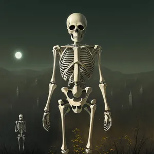 Spooky Skeleton Pose in Cemetery
