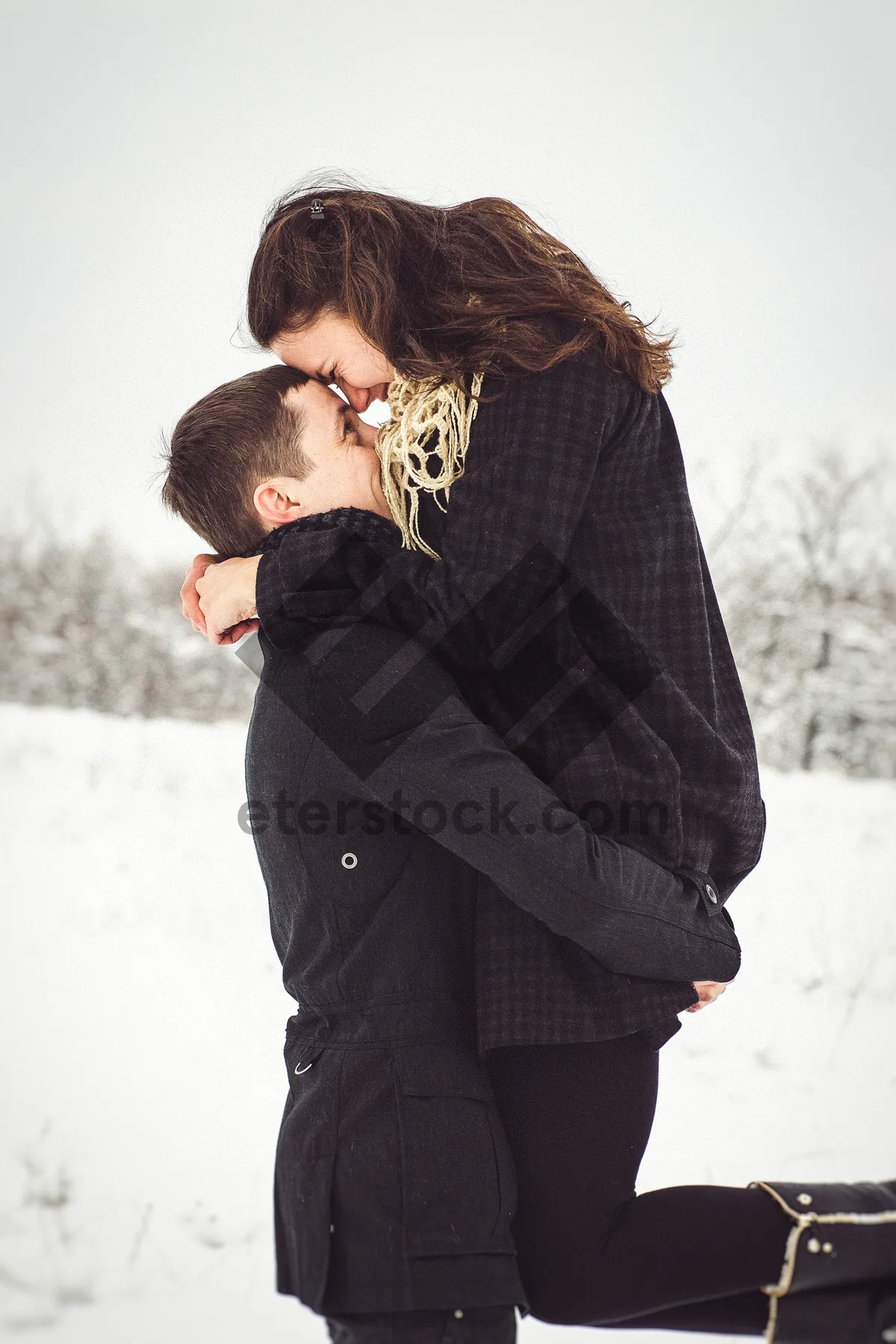 Picture of Happy man in winter fashion with scarf outdoors