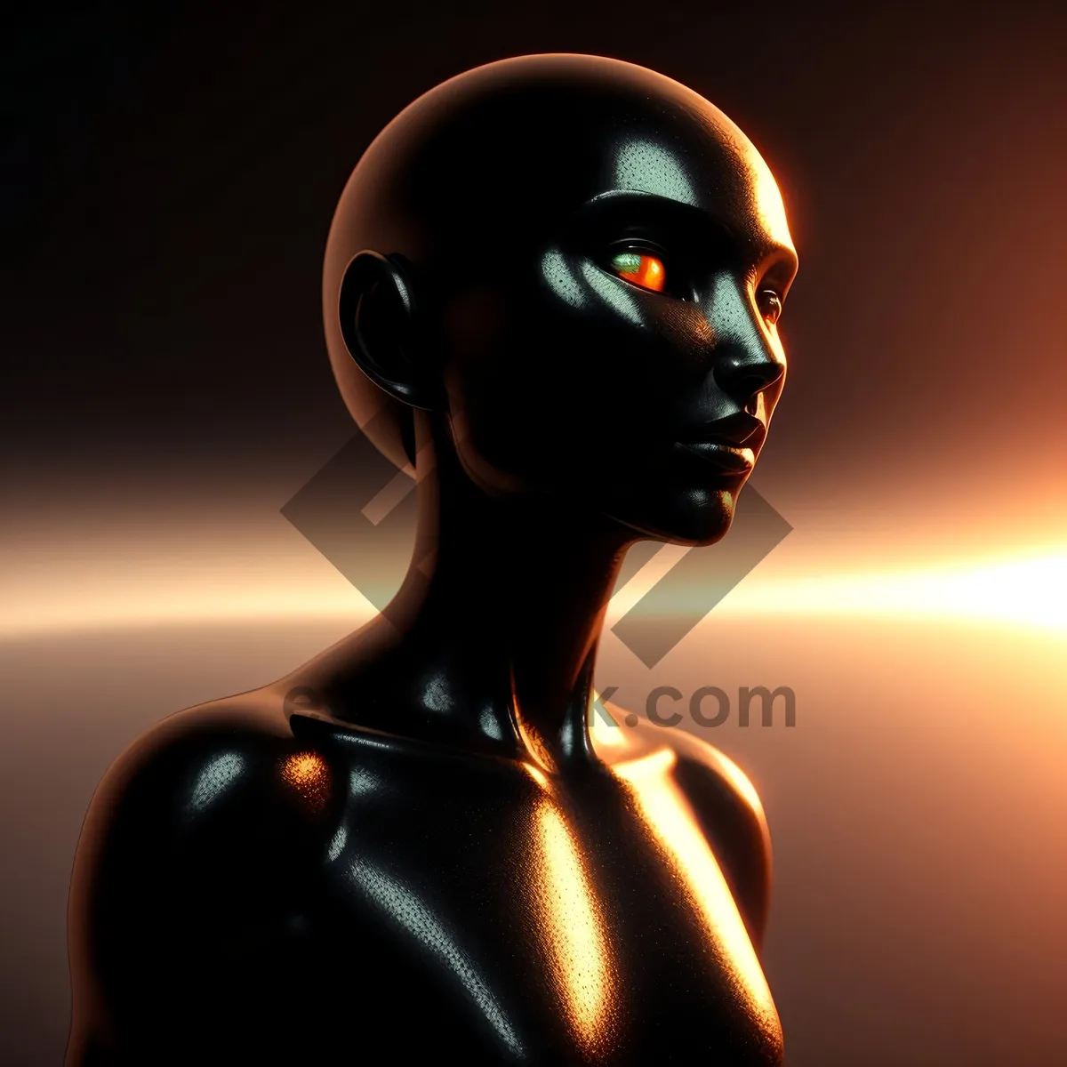 Picture of Black Mannequin Bust Sculpture: Captivating Gaze of Human Form