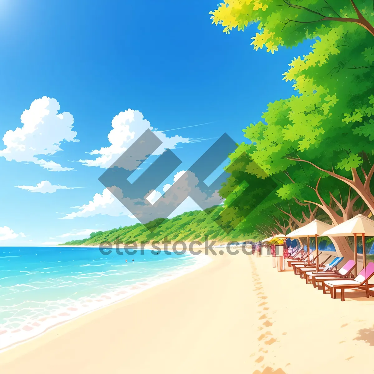 Picture of Tranquil Tropical Beachscape with Clear Turquoise Waters