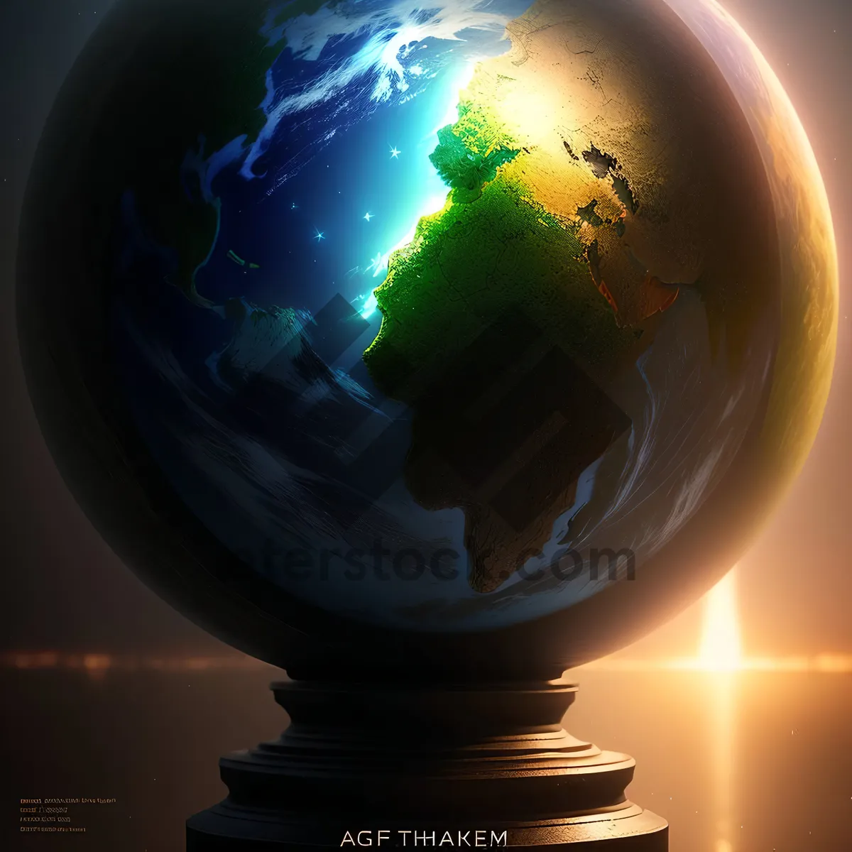 Picture of Global Map Artwork: Illuminated 3D Earth Sphere