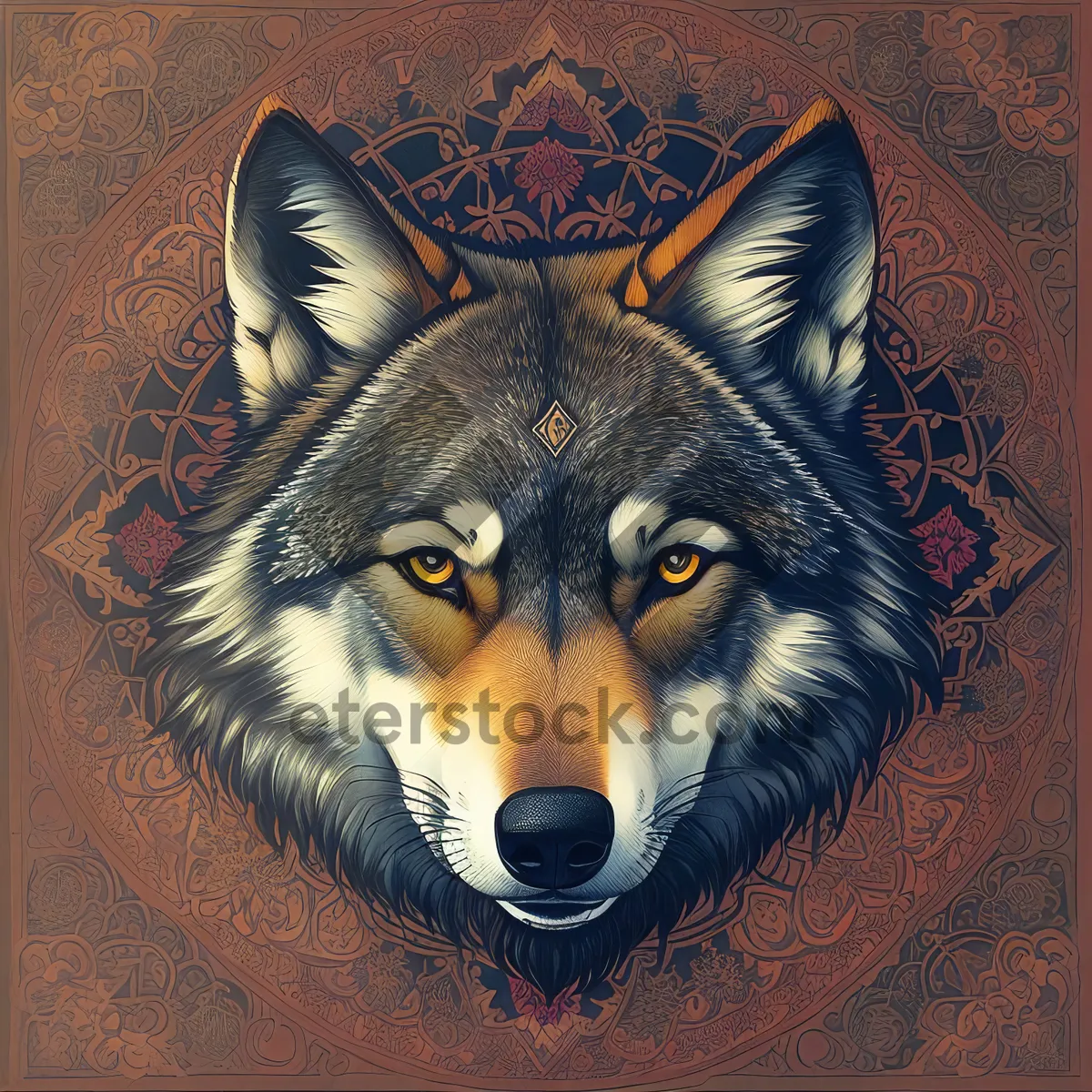 Picture of Cute Canine Portrait: Wild Timber Wolf with Beautiful Eyes