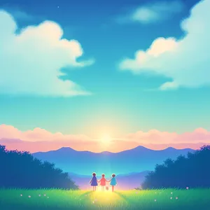 Vibrant Summer Sky Horizon with Clouds