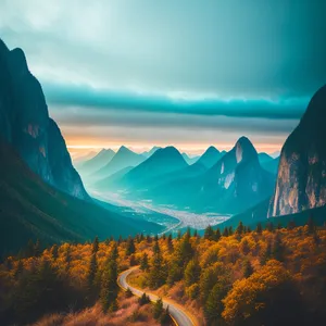 Majestic Canyon Sunset Over Glacial River