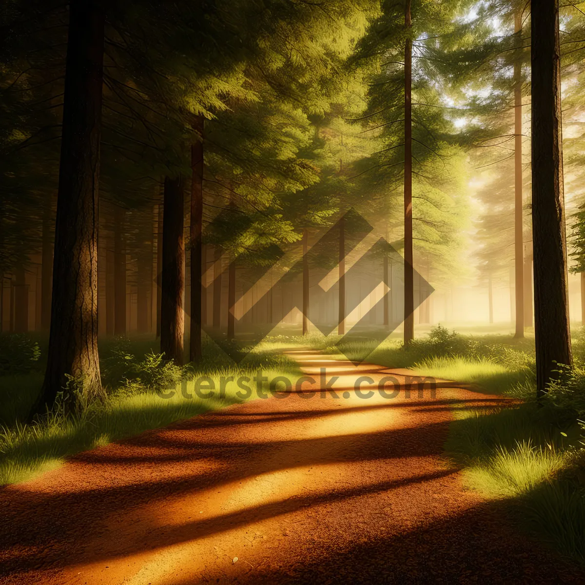 Picture of Idyllic Forest Path Amidst Autumn Foliage