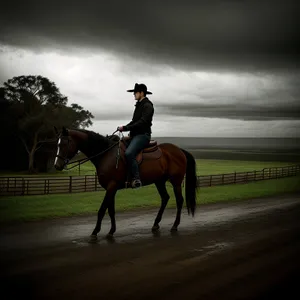 Equestrian Support: Brown Stallion with Saddle