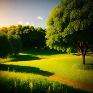 Vibrant Landscape with Sunny Yellow Rapeseed Fields