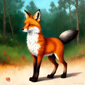 Cute Red Fox Canine with Fiery Fur