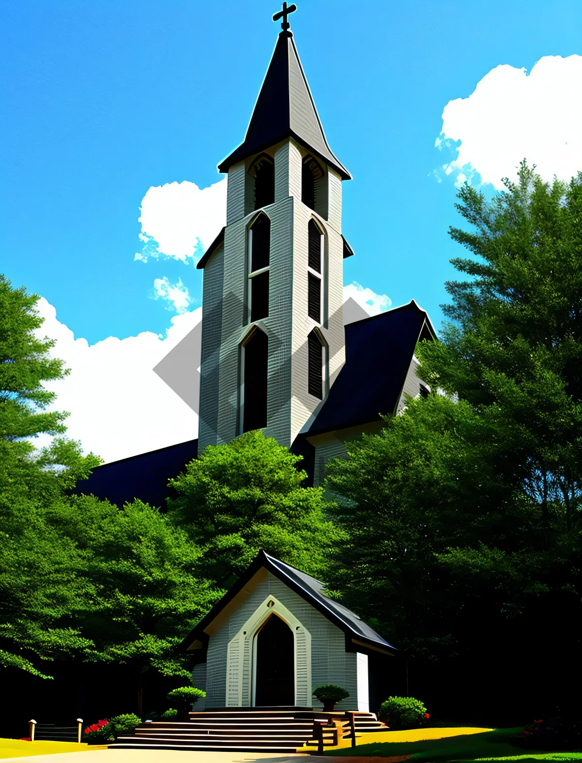 Picture of Old Church Bell Tower in Historical Town