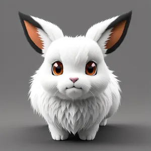 Fluffy White Bunny with Playful Eyes
