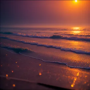Golden Horizon: Sunset Over the Sea