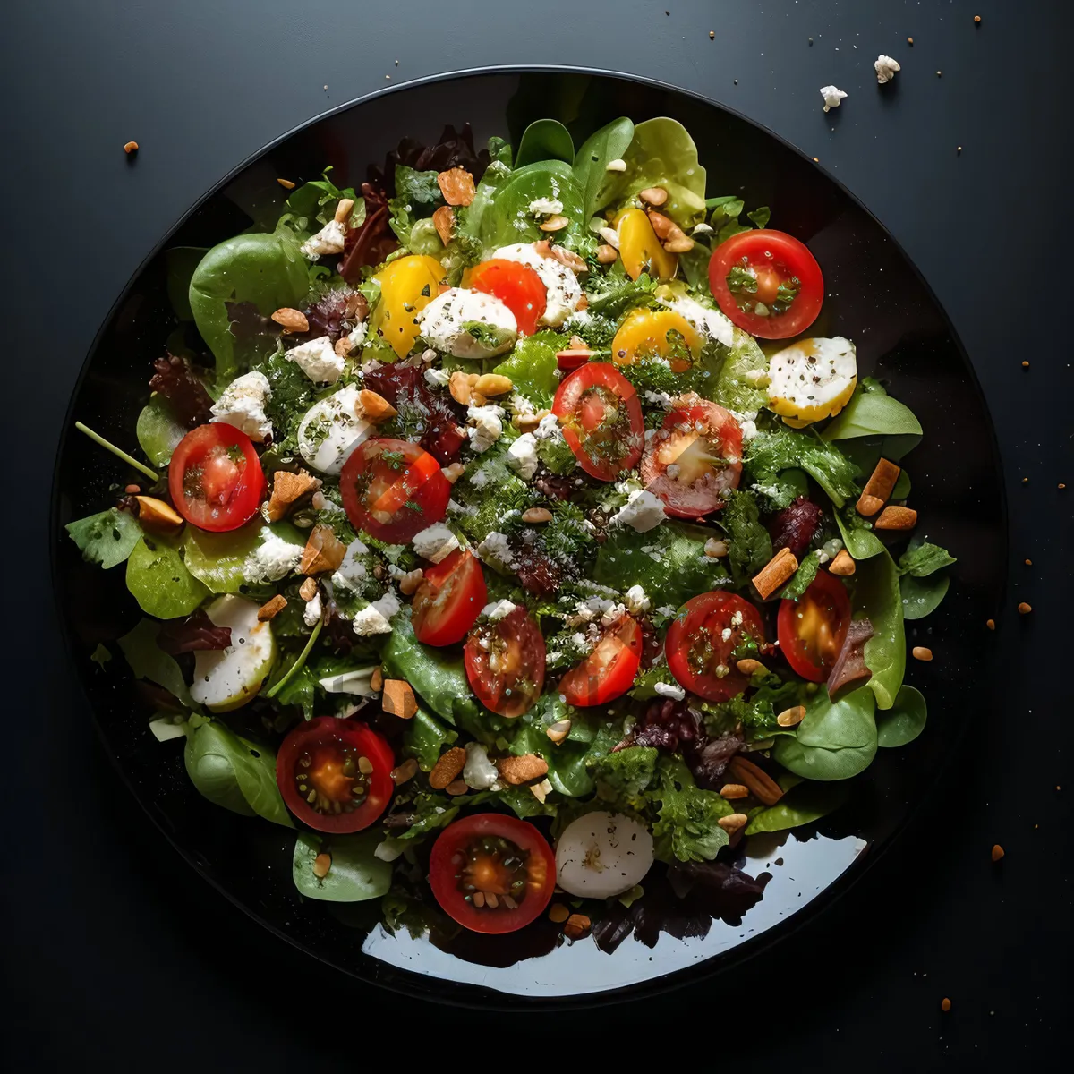 Picture of Healthy Fresh Salad with Tomatoes and Cheese