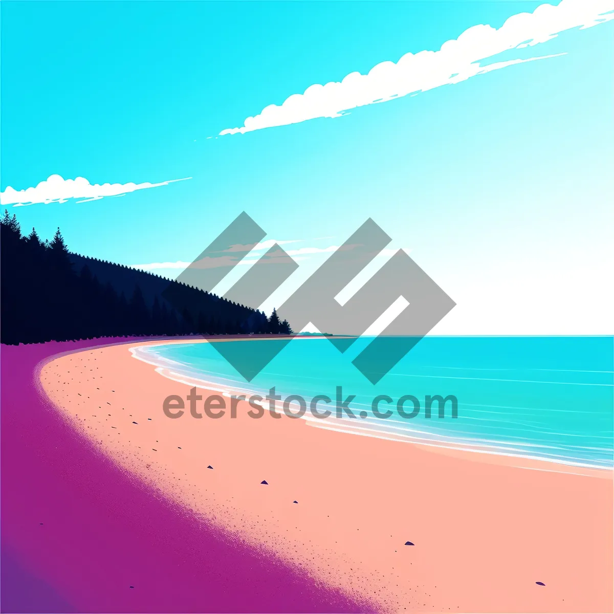 Picture of Idyllic Bay Summer Beach Scene with Majestic Ocean Horizon