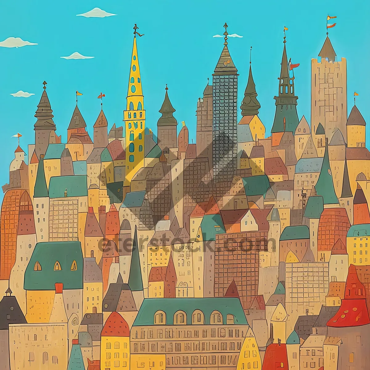 Picture of Medieval Cityscape Puzzle: Towering Historic Landmark