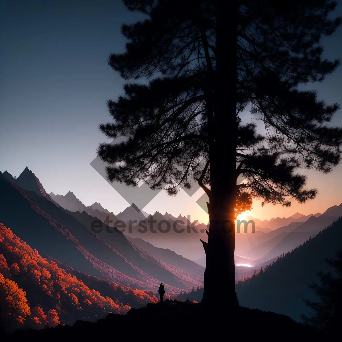 Picture of Majestic Mountains Illuminated by Setting Sun