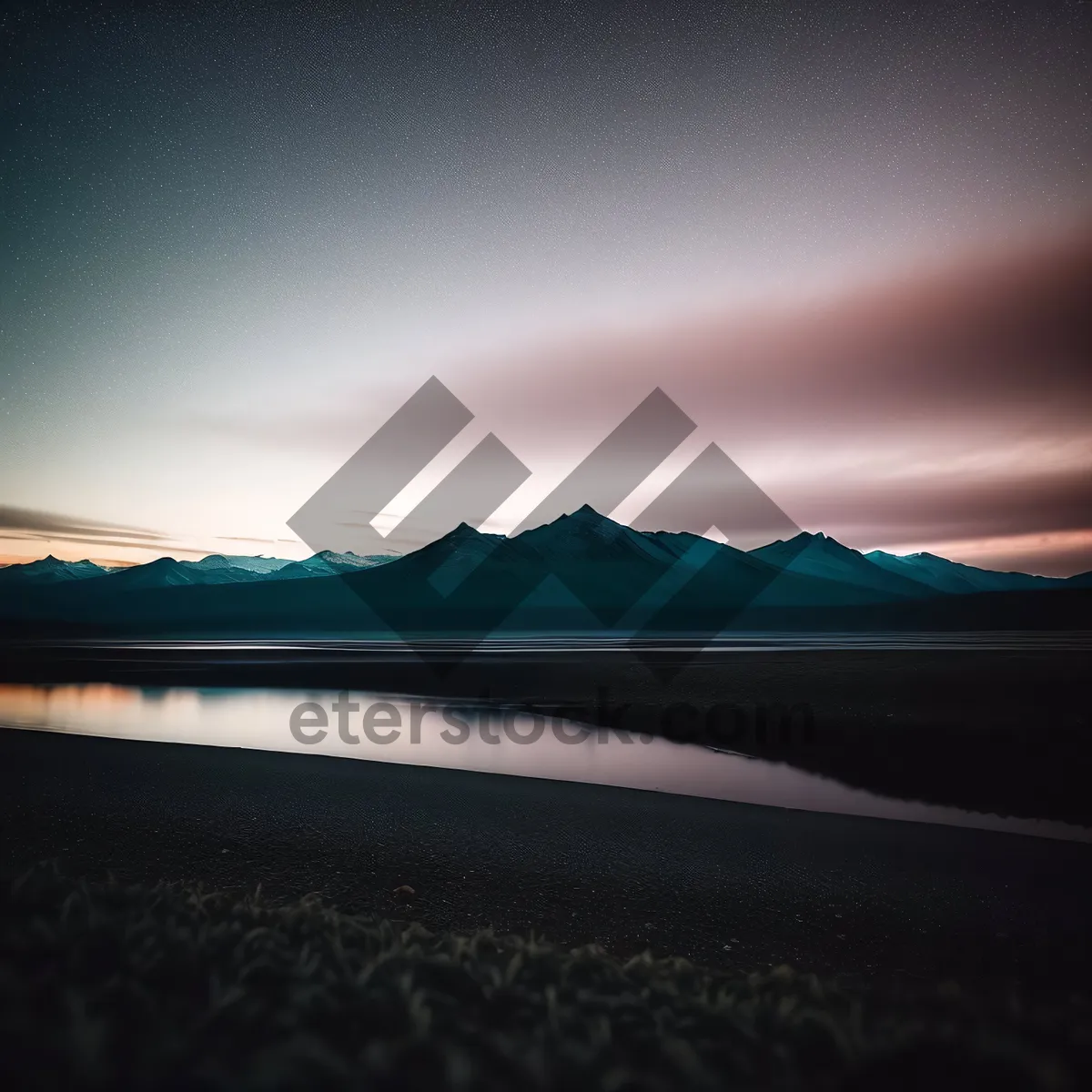 Picture of Golden Horizon: Majestic Sunset over Desert Landscape