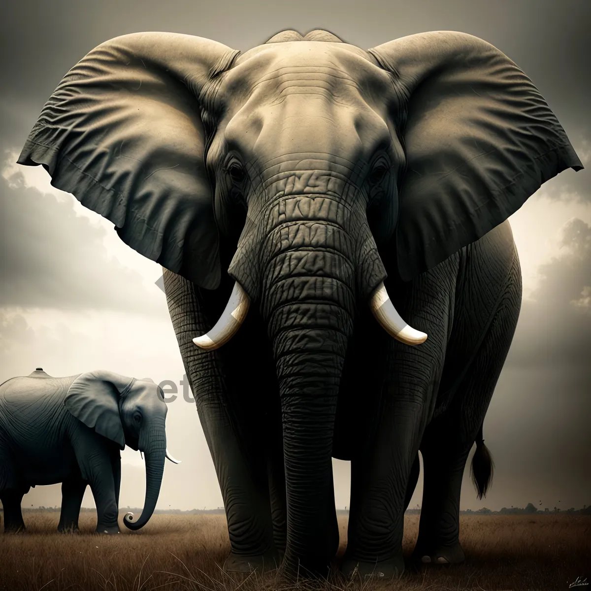 Picture of Wild Safari Elephant With Majestic Tusks