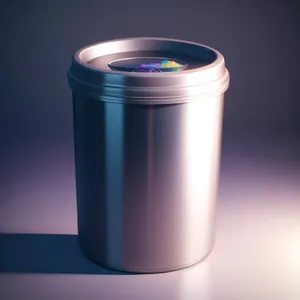 Empty beverage can and glass with lid and cup