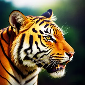 Majestic Tiger Cat - Striped Feline Predator in the Wild