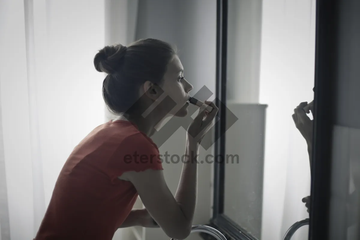 Picture of Professional businesswoman making a call with microphone