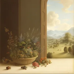 Interior Window Sill Decoration with Flower Vase