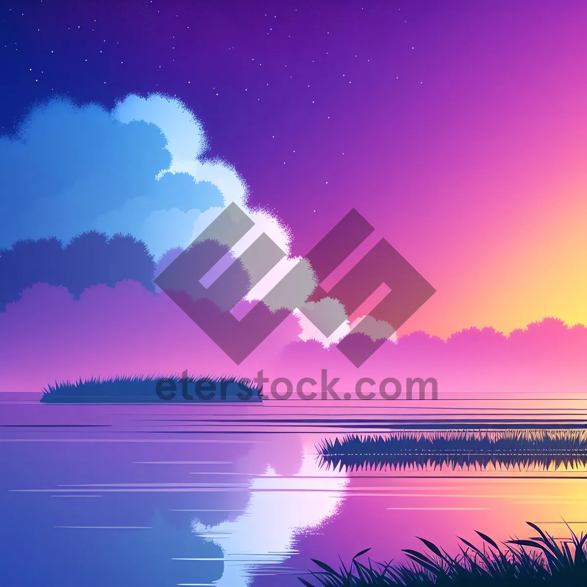 Picture of Vibrant Summer Sky Reflection on Water