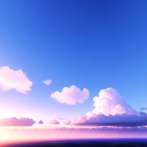 Vibrant Summer Sky with Fluffy Clouds